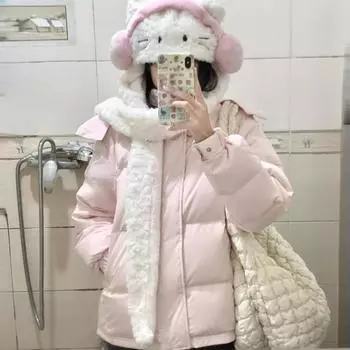 Короткая куртка-пуховик женская 2024 новая белая утиная пуховая утепленная пара куртка для студентов маленькое пальто зимнее S 80-55kg