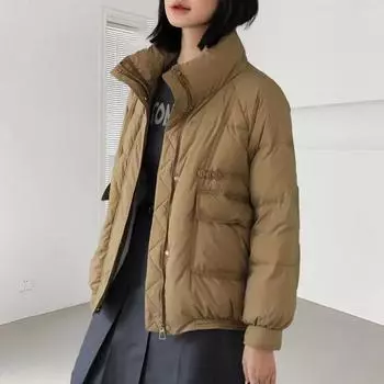 Короткая куртка-пуховик женская 2024 новая зимняя женская одежда корейская версия свободная повседневная куртка-пуховик на утином пуху M (recommended 80-60kg)