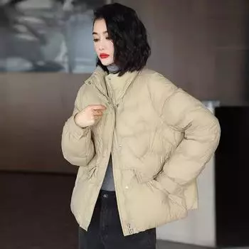 Короткая куртка-пуховик женская зимняя 2024 года, новая мода, воротник-стойка, ретро, этническая, маленькая белая куртка-пуховик на утином пуху S хаки