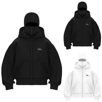 Короткая куртка с капюшоном и капюшоном для мужчин и женщин, спортивная куртка с двойной шапкой для активного отдыха L чёрный