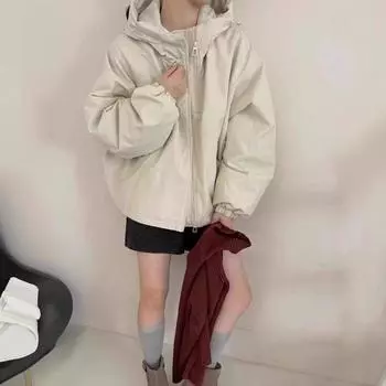 Короткая куртка с капюшоном женская зимняя, новая популярная куртка-пуховик с двойной молнией, повседневный топ M(80-110)