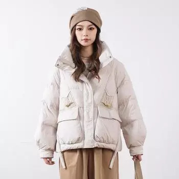 Короткая куртка с перьями, маленькая куртка Niche, новый дизайн, утолщенная теплая куртка-пуховик для женщин M белый
