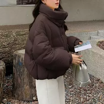 Короткая куртка с воротником-стойкой, зимняя женская белая утиная пуховая женская новая куртка One Size