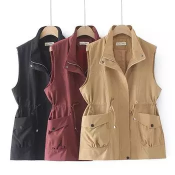 Короткая куртка-жилет, женская тонкая весенне-осенняя повседневная верхняя одежда, жилет, женское свободное пальто без рукавов XXXXL чёрный
