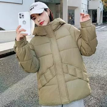 Короткая мисс с капюшоном. Куртка зима 2023, новая модная куртка в западном стиле, утепленная куртка The Tide Jacket M