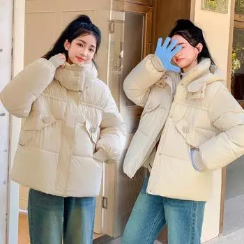 Короткая одежда женская утолщенная пуховая одежда осень и зима новый китайский стиль темперамент свободное пальто куртка M чёрный