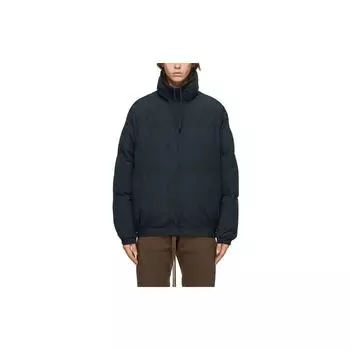 Короткая однотонная куртка Fear of God Essentials на молнии с воротником на шнурке, хлопковая куртка, мужская верхняя одежда, синяя, FOG-SS21-368