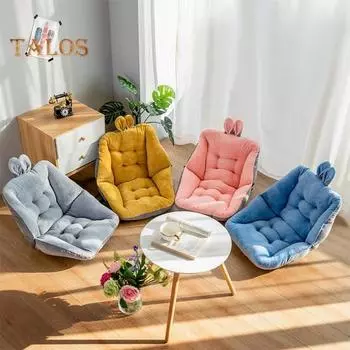 Короткая плюшевая подушка для сиденья с рисунком из мультфильма, износостойкая ультра-толстая супер мягкая мягкая подушка для сидения, декор подушки для стула жёлтый