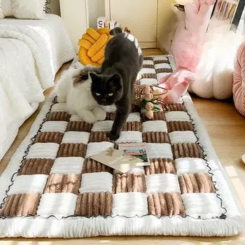 Короткая плюшевая утолщенная диванная подушка современный минималистский клетчатый мягкий высококачественный ковер для украшения гостиной дома противоскользящие многоцветные коврики для эркера 45x45cm 1pcs