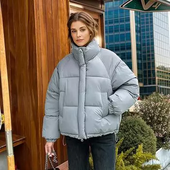 Короткая пуховая одежда для женщин зимой корейская версия свободная одежда с воротником-стойкой, куртки, утолщенная одежда из хлопка M розовый