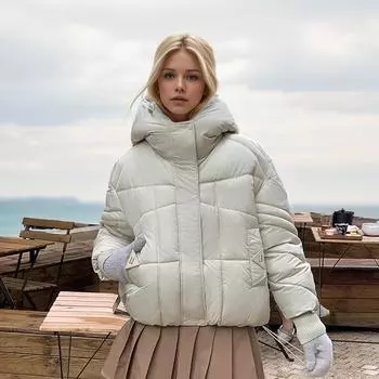 Короткая пуховая одежда женская модная одежда высокого класса свободная корейская версия утолщенная куртка M чёрный