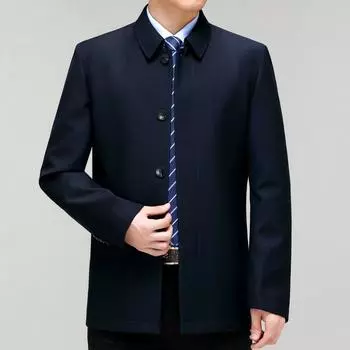 Короткая шерстяная ветровка для мужчин среднего и пожилого возраста, весенне-осеннее повседневное свободное пальто, шерстяная куртка на пуговицах большого размера для папы 170