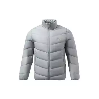 Короткая теплая спортивная куртка-пуховик с логотипом Li Ning Training Series, мужские куртки Ultimate-Gray AYMR375-3 XXXL