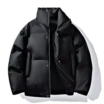 Короткая толстая бархатная куртка из искусственной кожи с воротником-стойкой для мужчин, теплая хлопковая куртка для зимы, многослойная одежда XXXL чёрный