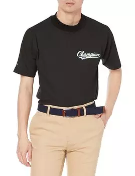 Короткая толстовка Quick UV Heat Script Mock Neck Golf M [Champion], рукав, сушка, защита, экранирование, логотип, рубашка, мужская C3-XG308, черная, чёрный