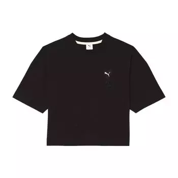 Короткая укороченная футболка Puma X Amiparis Love Heart Logo Женские топы Черный 534073-01 XL