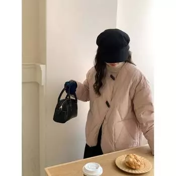 Короткая женская куртка-пуховик с угловой пряжкой 2024 года, зимняя куртка из белого утиного пуха для женщин S (90-60 kg)