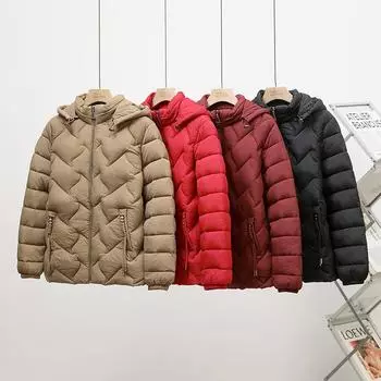 Короткая женская мать корейская версия свободная в пожилом возрасте с капюшоном теплая куртка оптом XL recommends less than 52.5kg