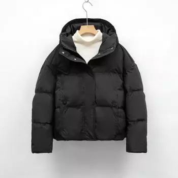 Короткая зимняя белая утиная пуховая модная и простая куртка из утолщенного теплого темпераментного пуховика женская S белый