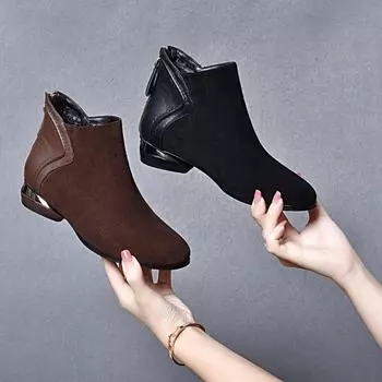 Короткие ботинки Ботинки на плоской подошве Кожаные ботинки 34 чёрный