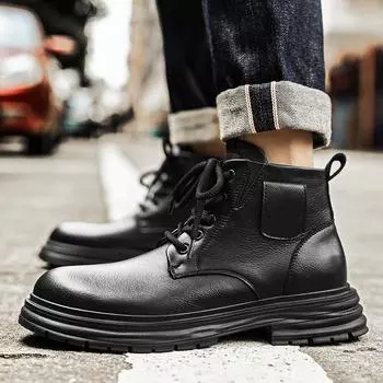 Короткие ботинки для деловых мужчин Классический стиль британского джентльмена Отдых на природе Вечеринка Повседневная обувь для взрослых Офис Черный Коричневый Популярно 38 чёрный