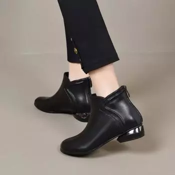 Короткие ботинки Кожаные ботинки Плоские хлопковые ботинки 34 чёрный