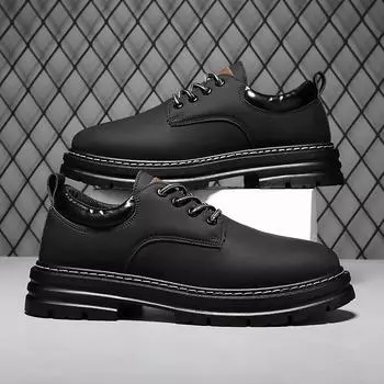 Короткие ботинки, мужские осенние туфли на плоской подошве, мужская кожаная обувь в стиле ретро 39