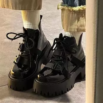 Короткие детские универсальные ботинки весна-осень 2025 новые ботинки Martin muffin толстая подошва тонкий ремень пряжка короткие ботинки прилив 35