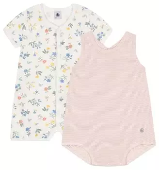 Короткие комбинезоны с принтом, комплект из 2 шт. A09LF Multicolor 1 12 месяцев 74 см [Petit Bateau]
