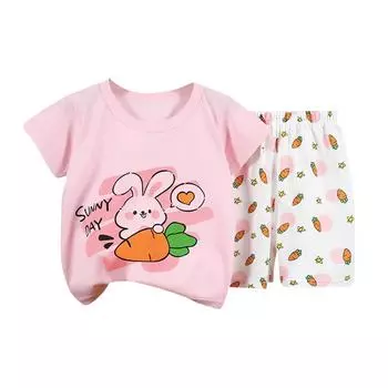 Короткие комплекты для маленьких мальчиков и девочек, милые топы с короткими рукавами и цветочным принтом динозавра, короткие штаны с круглым вырезом, комплекты из двух предметов, наряды 130 розовый