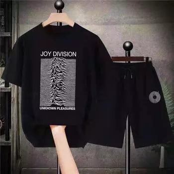 Короткие комплекты JOY DIVISION, футболка большого размера, шорты, модные мужские комплекты, женские повседневные комплекты из 2 предметов, НЕИЗВЕСТНЫЕ УДОВОЛЬСТВИЯ 4XL