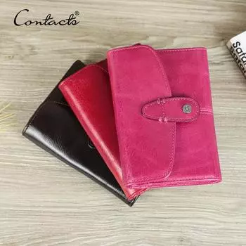 Короткие кошельки из натуральной кожи для женщин, двойные модные женские кошельки, держатели для карт, карман для монет, женские мини-кошельки розовый