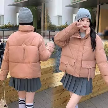 Короткие модели женских пуховых изделий, новая корейская версия свободных в гонконгском стиле, утолщенные хлебные изделия, куртки и пиджаки. M чёрный