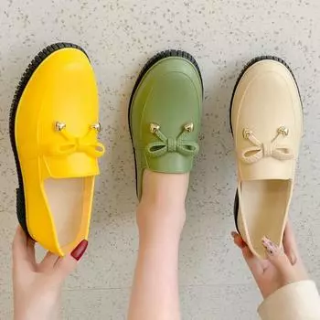 Короткие непромокаемые ботинки, женская весенне-осенняя непромокаемая обувь, женские резиновые нескользящие водонепроницаемые ботинки без шнуровки 37 бежевый