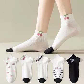 Короткие носки из хлопка Cherry, впитывающие пот, женские носки-лодочки из хлопка на каждый день StyleB