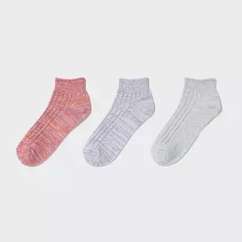 Короткие носки UNIQLO JAPAN, комплект из 3 пар смешанной пряжи в рубчик