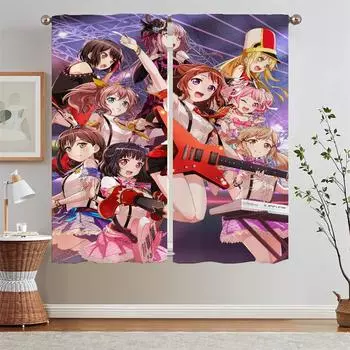 Короткие оконные шторы, шторы, салон, 2 шт., Bang Dream, таможенная бесплатная доставка, товары, тюль, кухонная штора, перегородка, жалюзи W50xH70cmx2pcs-CL