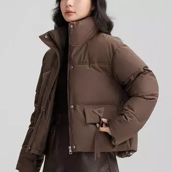 Короткие пальто, женские зимние куртки больших размеров, модные женские парки с длинными рукавами и воротником-стойкой, плотная теплая верхняя одежда M чёрный