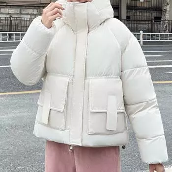 Короткие парки большого размера, женская зимняя верхняя одежда с капюшоном, модные толстые теплые стеганые пальто, зимние куртки M чёрный