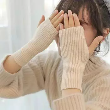 Короткие перчатки без пальцев, женские варежки, зимние теплые вязаные рукава с рукавами, изысканная повседневная мягкая одежда для девочек, готическая одежда в стиле панк, готические перчатки One Size жёлтый