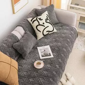 Короткие плюшевые чехлы для дивана, полотенец, клетчатый чехол для дивана в гостиную, 1/2/3-местный, зимние чехлы для домашнего декора 70x70cm 1pcs
