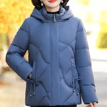 Короткие пуховики для женщин среднего возраста, зимняя верхняя одежда больших размеров, элегантные свободные, толстые, теплые, женские пальто, пуховики XL чёрный