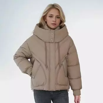 Короткие пуховые куртки с капюшоном для женщин, зимние новые европейские товары, модные, уменьшающие возраст, тонкие и универсальные. L