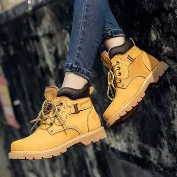 Короткие сапоги из коровьей кожи, термосапоги из хлопка, рабочие ботинки, мохнатые ботинки Martin, женские сапоги, британская кожаная обувь с высоким берцем для женщин 35