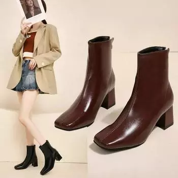 Короткие сапоги из лакированной кожи, женские, новые, на все времена, британская мода, мягкие, удобные сапоги, повседневная обувь для прогулок на открытом воздухе 35