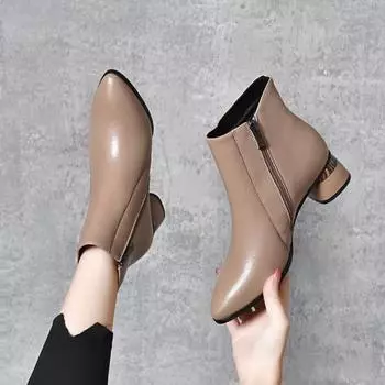 Короткие сапоги Короткие сапоги Модные сапоги Кожаные сапоги 34 чёрный