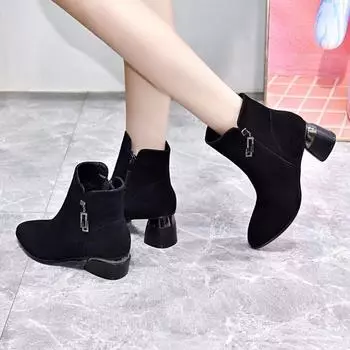 Короткие сапоги Модные сапоги Хлопковые сапоги Ботинки Челси 34 чёрный