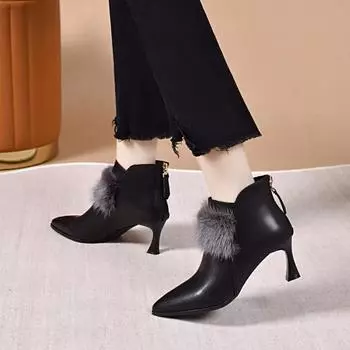 Короткие сапоги Модные сапоги Кожаные сапоги Ботильоны 34 чёрный