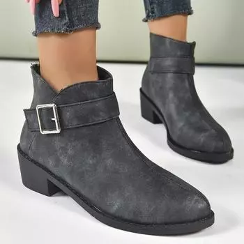 Короткие сапоги в европейском и американском стиле 2024 года, новые универсальные короткие сапоги с круглой головкой и молнией сзади для женщин, нескользящие, Zapatos Mujer 35