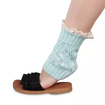 Короткие шерстяные женские милые флип-чехлы с ромбовидными вырезами и листьями, кружевные чулки, ботинки, вязаные чехлы на ноги 1